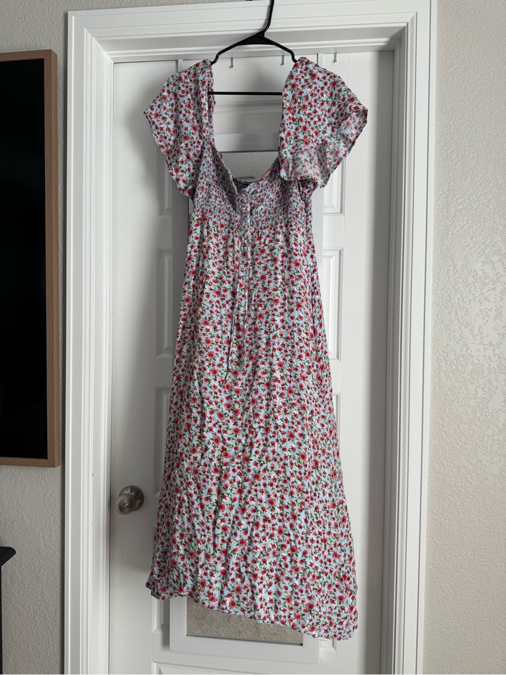 ZARA Light Blue with Red Floral Print and front tie